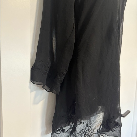 Y2K Lightweight Summer Sleek Sheer Black Women's Coverup Top Size Medium - Picture 3 of 13